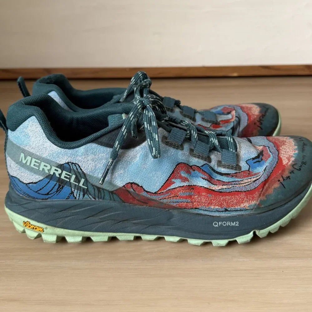 Women's MERRELL Antora x Trail Sisters Blue Green Running Shoes J066424 Size 9 - Picture 2 of 6